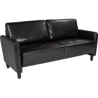 Flash Furniture SL-SF919-3-BLK-GG Candler Park Upholstered Sofa in Black Leather 