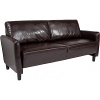 Flash Furniture SL-SF919-3-BRN-GG Candler Park Upholstered Sofa in Brown Leather 