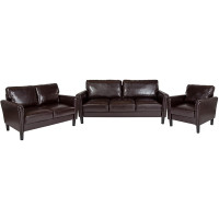 Flash Furniture SL-SF920-SET-BRN-GG Bari 3 Piece Upholstered Set in Brown Leather 