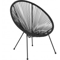 Flash Furniture TLH-094-BLACK-GG Valencia Oval Comfort Series Take Ten Black Rattan Lounge Chair 