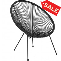 Flash Furniture TLH-094-BLACK-GG Valencia Oval Comfort Series Take Ten Black Rattan Lounge Chair 