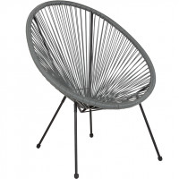 Flash Furniture TLH-094-GREY-GG Valencia Oval Comfort Series Take Ten Grey Rattan Lounge Chair 