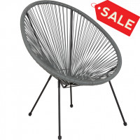 Flash Furniture TLH-094-GREY-GG Valencia Oval Comfort Series Take Ten Grey Rattan Lounge Chair 