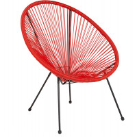 Flash Furniture TLH-094-RED-GG Valencia Oval Comfort Series Take Ten Red Rattan Lounge Chair 