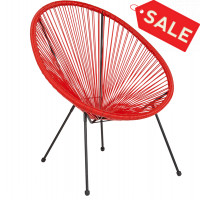 Flash Furniture TLH-094-RED-GG Valencia Oval Comfort Series Take Ten Red Rattan Lounge Chair 