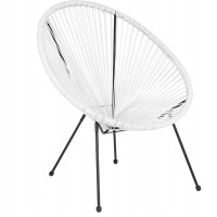 Flash Furniture TLH-094-WHITE-GG Valencia Oval Comfort Series Take Ten White Rattan Lounge Chair 