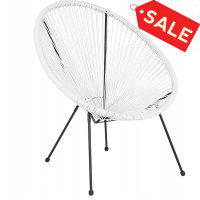 Flash Furniture TLH-094-WHITE-GG Valencia Oval Comfort Series Take Ten White Rattan Lounge Chair 