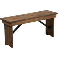 Flash Furniture XA-B-40X12-GG HERCULES Series 40'' x 12'' Antique Rustic Solid Pine Folding Farm Bench 