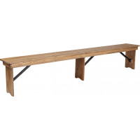 Flash Furniture XA-B-96X12-L-GG HERCULES Series 8' x 12'' Antique Rustic Solid Pine Folding Farm Bench with 3 Legs 