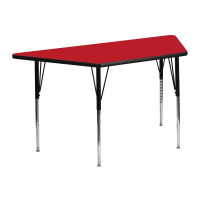 Flash Furniture 24''W x 48''L Trapezoid Activity Table High Pressure Red Laminate w/ Adjustable Legs XU-A2448-TRAP-RED-H-A-GG