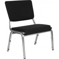 Flash Furniture XU-DG-60442-660-2-BK-GG HERCULES Series 1500 lb. Rated Black Antimicrobial Fabric Bariatric Chair with 3/4 Panel Back and Silver Vein Frame 