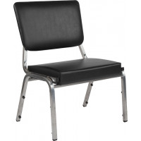 Flash Furniture XU-DG-60442-660-2-BV-GG HERCULES Series 1500 lb. Rated Black Antimicrobial Vinyl Bariatric Chair with 3/4 Panel Back and Silver Vein Frame 