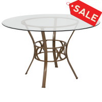 Flash Furniture XU-TBG-1-GG Carlisle 48'' Round Glass Dining Table with Matte Gold Metal Frame 