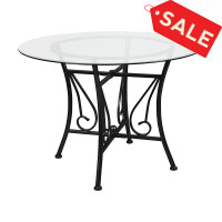 Flash Furniture XU-TBG-18-GG Princeton 42'' Round Glass Dining Table with Black Metal Frame 