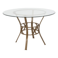 Flash Furniture XU-TBG-2-GG Carlisle 45'' Round Glass Dining Table with Matte Gold Metal Frame 