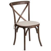 Flash Furniture XU-X-EA-NTC-GG HERCULES Series Stackable Early American Wood Cross Back Chair with Cushion 