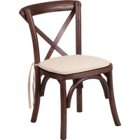 Flash Furniture XU-X-MAH-KID-NTC-GG HERCULES Series Stackable Kids Mahogany Wood Cross Back Chair with Cushion 