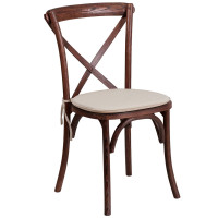 Flash Furniture XU-X-MAH-NTC-GG HERCULES Series Stackable Mahogany Wood Cross Back Chair with Cushion 