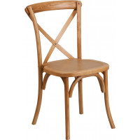 Flash Furniture XU-X-OAK-GG HERCULES Series Stackable Oak Wood Cross Back Chair 