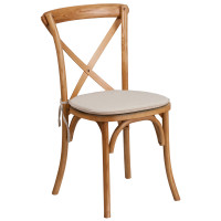 Flash Furniture XU-X-OAK-NTC-GG HERCULES Series Stackable Oak Wood Cross Back Chair with Cushion 