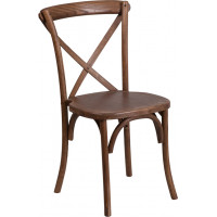 Flash Furniture XU-X-PEC-GG HERCULES Series Stackable Pecan Wood Cross Back Chair 