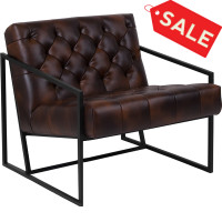 Flash Furniture ZB-8522-BJ-GG HERCULES Madison Series Bomber Jacket Leather Tufted Lounge Chair 