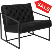 Flash Furniture ZB-8522-BK-GG HERCULES Madison Series Black Leather Tufted Lounge Chair 