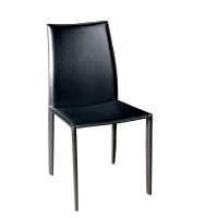 Baxton Studio ALC-1025 Black Rockford Black Leather Dining Chair Set of 2