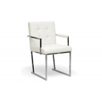 Baxton Studio ALC-1128 White Collins Ivory Mid-Century Modern Accent Chair