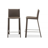 Baxton Studio ALC-1822A-65-Taupe Crawford and Contemporary Taupe Leather Counter Height Stool Set of 2