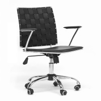 Baxton Studio ALC-1866C-black-OC Vittoria Black Leather Modern Office Chair