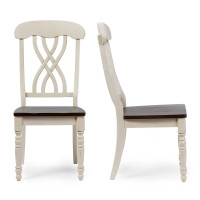 Baxton Studio ALR-09178-Dark Oak/Butter Milk Newman Chic Country Cottage and Dining Side Chair Set of 2