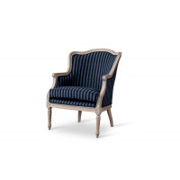 Baxton Studio ASS378Mi CG4 Charlemagne Traditional French Black and Grey Striped Accent Chair