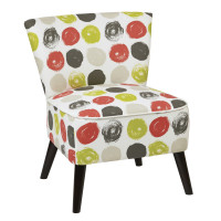 OSP Home Furnishings APL-R8 Apollo Chair with Dark Espresso Finished Legs and Dot Poppy Fabric