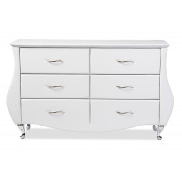 Baxton Studio BBT2039-White-Dresser Enzo White Faux Leather 6-Drawer Dresser