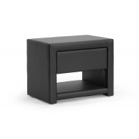 Baxton Studio BBT3092-Black-NS Massey Black Upholstered Modern Nightstand