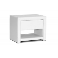 Baxton Studio BBT3092-White-NS Massey White Upholstered Modern Nightstand