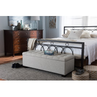 Baxton Studio BBT3101-OTTO-Beige-H1217-3 Roanoke Beige Fabric Upholstered Grid-Tufting Storage Ottoman Bench
