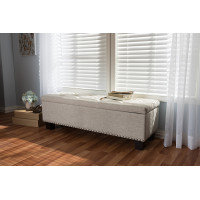 Baxton Studio BBT3136-OTTO-Beige-H1217-3 Hannah Beige Fabric Upholstered Button-Tufting Storage Ottoman Bench