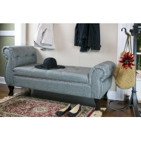 Baxton Studio BBT5155-Grey-Bench Ipswich Grey Linen Bench