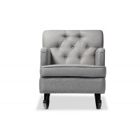Baxton Studio BBT5189-Grey RC Bethany Grey Fabric Upholstered Button-tufted Rocking Chair
