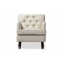 Baxton Studio BBT5189-Light Beige RC Bethany Light Beige Fabric Upholstered Button-tufted Rocking Chair