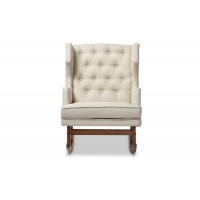 Baxton Studio BBT5195-Light Beige RC Iona Mid-Century Retro Modern Upholstered Button-tufted Wingback Rocking Chair