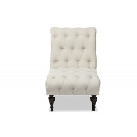Baxton Studio BBT5211-Light Beige Chaise Layla Mid-Century Modern Upholstered Button-tufted Chaise Lounge
