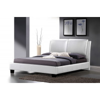 Baxton Studio Bbt6082-White-Bed-Full Sabrina White Modern Bed With Overstuffed Headboard-Full Size