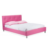 Baxton Studio BBT6140-Full-Pink Barbara Modern Full Size Bed with Crystal Button Tufting