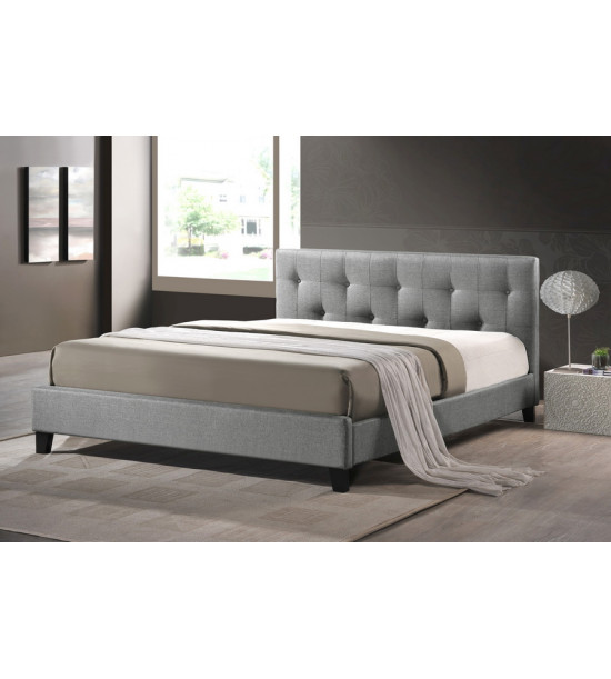 Baxton Studio BBT6140A2-DE800 Annette Linen Modern Bed with Upholstered Headboard - Queen Size in Gray Baxton Studio BBT6140A2-DE800 Annette Linen Modern Bed with Upholstered Headboard - Queen Size in Gray