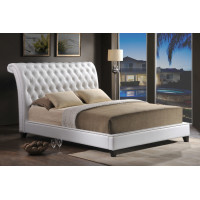 Baxton Studio Bbt6293 Bed-White King Jazmin Tufted White Modern Bed With Upholstered Headboard C King Size