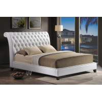 Baxton Studio Bbt6293 Bed-White Queen Jazmin Tufted White Modern Bed With Upholstered Headboard-Queen Size
