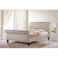 Baxton Studio BBT6317-Queen-Light Beige-6086-1 Antoinette Light Beige Modern Platform Bed - Queen